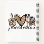 Vrede, Liefde, Aussie, Australische Herder Hond, H Notitieboek (Achterkant)