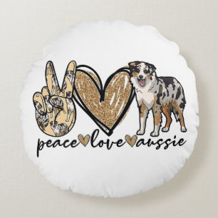 Vrede, Liefde, Aussie, Australische Herderhond, Hu Rond Kussen