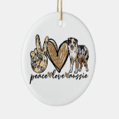 Vrede, Liefde, Aussie, Australische Herdershond, H Keramisch Ornament (Rechts)