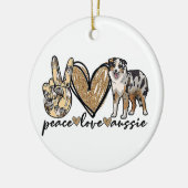 Vrede, Liefde, Aussie, Australische Herdershond, H Keramisch Ornament (Links)