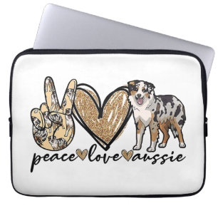 Vrede, Liefde, Aussie, Australische Herdershond, H Laptop Sleeve