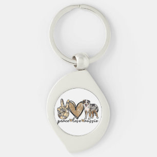Vrede, Liefde, Aussie, Australische Herdershond, H Sleutelhanger