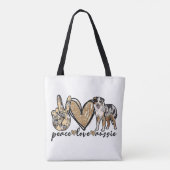 Vrede, Liefde, Aussie, Australische herdershond, H Tote Bag (Achterkant)