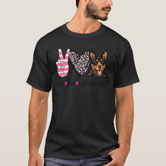 Vrede Liefde Australische Kelpie hond T-shirt (Voorkant)