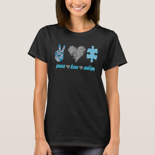 Vrede Liefde Autisme Autisme Bewustzijn Mam Papa T-shirt (Voorkant)