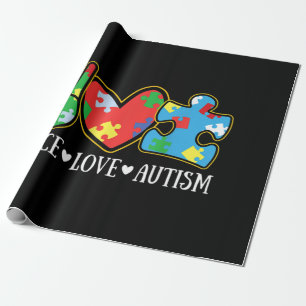 Vrede Liefde Autisme Puzzel Lint Autisme Bewustzij Cadeaupapier