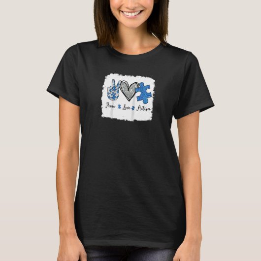Vrede Liefde Autisme Raglan T-shirt (Voorkant)