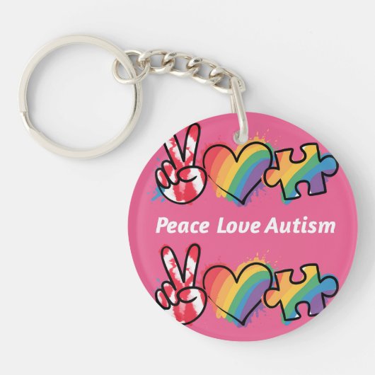 Vrede.Liefde.Autisme Sleutelhanger (Voorkant)