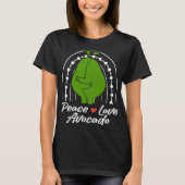 Vrede Liefde Avocado Grappige Retro Avocado Fruit T-shirt (Voorkant)