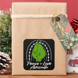 Vrede Liefde Avocado Grappige Retro Avocado Fruit Vierkante Sticker