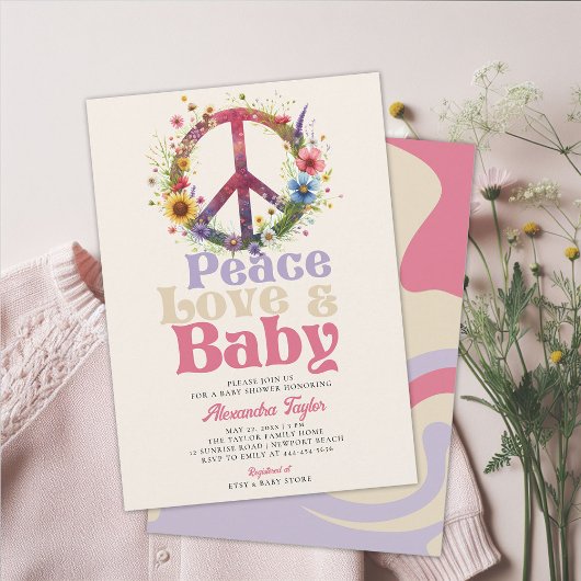 Vrede Liefde Baby Wildbloemen Retro Baby Meisje Do Kaart