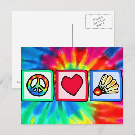 Vrede, liefde, Badminton Briefkaart (Voorkant / Achterkant)