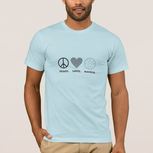 Vrede. Liefde. Bagels. T-shirt (Voorkant)