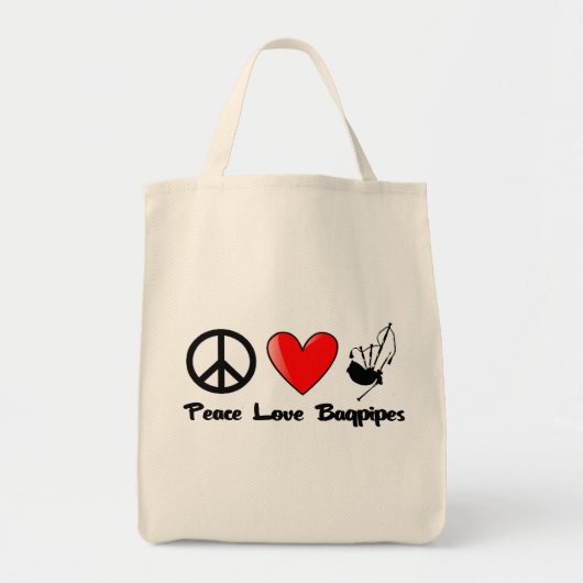 Vrede, liefde, Bagpipes Tote Bag (Voorkant)