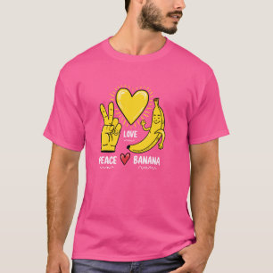 Vrede Liefde Bananen, Verse Banaan Leuke Fruit Lie T-shirt