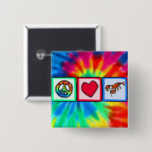 Vrede, liefde, banners vierkante button 5,1 cm (Voorkant /achterkant)