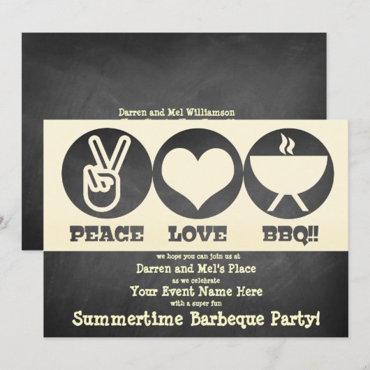 Vrede Liefde Barbecue Uitnodiging (Voorkant / Achterkant)