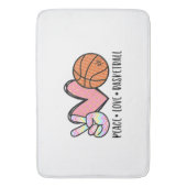 Vrede Liefde Basketbal Hart voor Vrouwen Tiener Tw Badmat (Voorkant Verticaal)