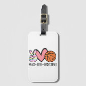 Vrede Liefde Basketbal Hart voor Vrouwen Tiener Tw Bagagelabel (Voorkant (verticaal))
