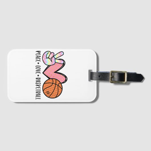 Vrede Liefde Basketbal Hart voor Vrouwen Tiener Tw Bagagelabel (Voorkant (horizontaal))