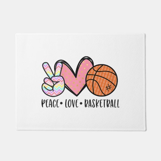 Vrede Liefde Basketbal Hart voor Vrouwen Tiener Tw Deurmat (Voorkant)