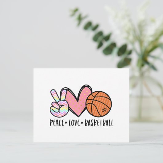 Vrede Liefde Basketbal Hart voor Vrouwen Tiener Tw Feestdagenkaart (Staand voorkant)