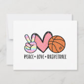 Vrede Liefde Basketbal Hart voor Vrouwen Tiener Tw Feestdagenkaart (Voorkant)