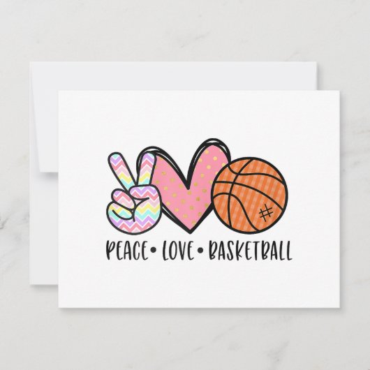 Vrede Liefde Basketbal Hart voor Vrouwen Tiener Tw Feestdagenkaart (Voorkant)