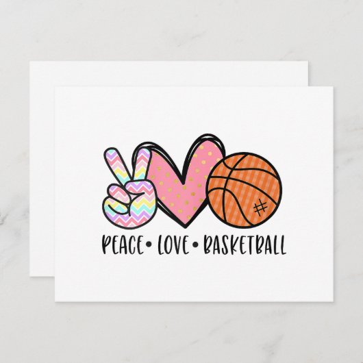 Vrede Liefde Basketbal Hart voor Vrouwen Tiener Tw Feestdagenkaart (Voorkant / Achterkant)