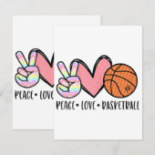 Vrede Liefde Basketbal Hart voor Vrouwen Tiener Tw Informatiekaartje (Voorkant / Achterkant)