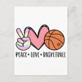 Vrede Liefde Basketbal Hart voor Vrouwen Tiener Tw Informatiekaartje (Achterkant)