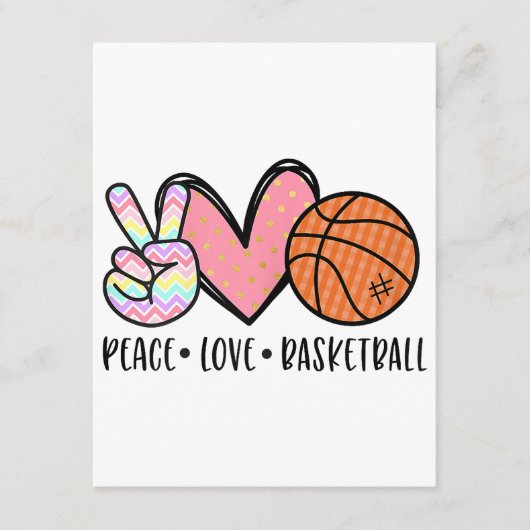 Vrede Liefde Basketbal Hart voor Vrouwen Tiener Tw Informatiekaartje (Voorkant)