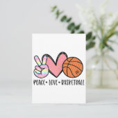 Vrede Liefde Basketbal Hart voor Vrouwen Tiener Tw Informatiekaartje (Staand voorkant)