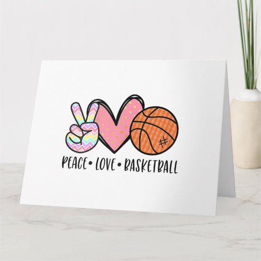 Vrede Liefde Basketbal Hart voor Vrouwen Tiener Tw Kaart (Voorkant)