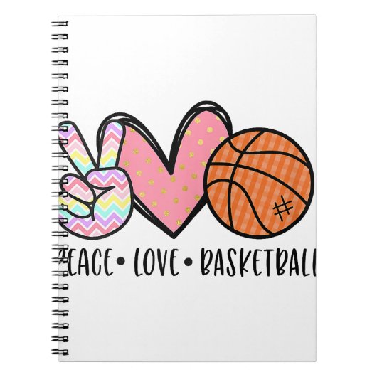 Vrede Liefde Basketbal Hart voor Vrouwen Tiener Tw Notitieboek (Voorkant)