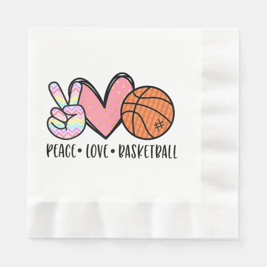 Vrede Liefde Basketbal Hart voor Vrouwen Tiener Tw Servet (Voorkant)