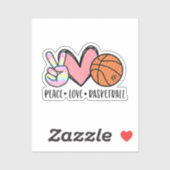 Vrede Liefde Basketbal Hart voor Vrouwen Tiener Tw Sticker (Vel)