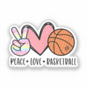 Vrede Liefde Basketbal Hart voor Vrouwen Tiener Tw Sticker (Voorkant)