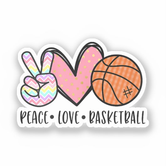 Vrede Liefde Basketbal Hart voor Vrouwen Tiener Tw Sticker (Voorkant)