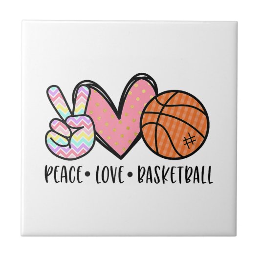 Vrede Liefde Basketbal Hart voor Vrouwen Tiener Tw Tegeltje (Voorkant)