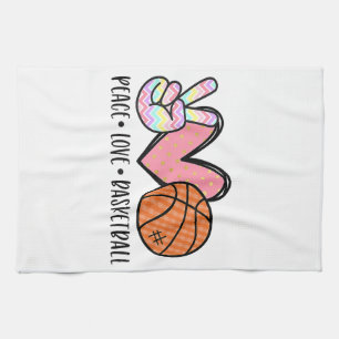 Vrede Liefde Basketbal Hart voor Vrouwen Tiener Tw Theedoek