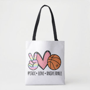 Vrede Liefde Basketbal Hart voor Vrouwen Tiener Tw Tote Bag