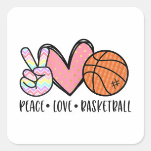 Vrede Liefde Basketbal Hart voor Vrouwen Tiener Tw Vierkante Sticker