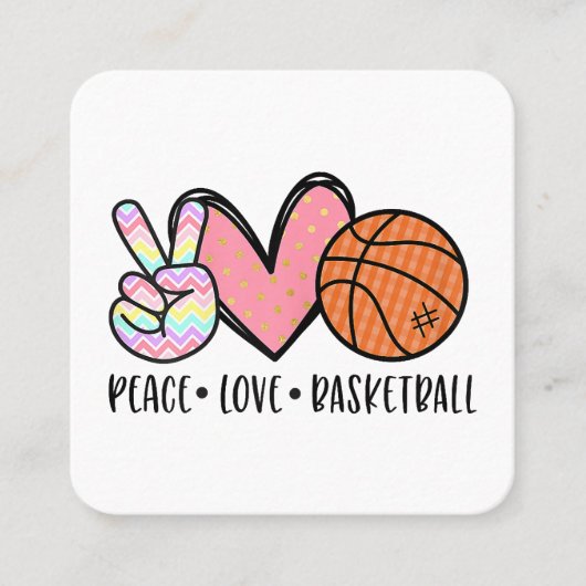 Vrede Liefde Basketbal Hart voor Vrouwen Tiener Tw Vierkante Visitekaartje (Voorkant)