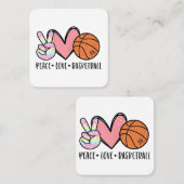 Vrede Liefde Basketbal Hart voor Vrouwen Tiener Tw Vierkante Visitekaartje (Voorkant / Achterkant)