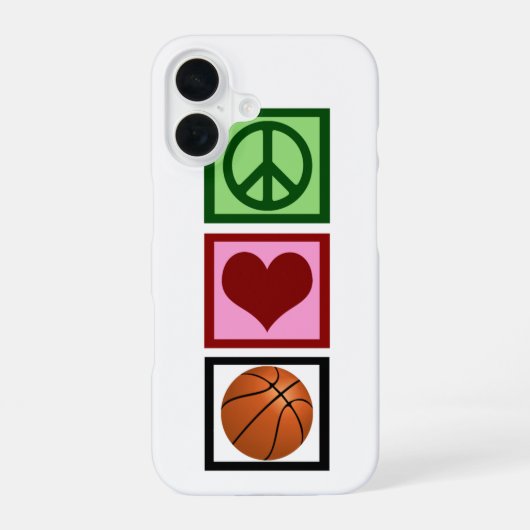 Vrede Liefde Basketbal iPhone 16 Hoesje (Achterkant)