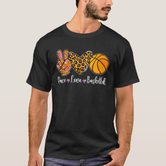 Vrede Liefde Basketbal Leopard Basketballer Mo T-shirt