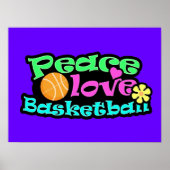 Vrede, liefde, Basketball; Retro Poster (Voorkant)