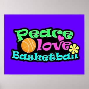 Vrede, liefde, Basketball; Retro Poster