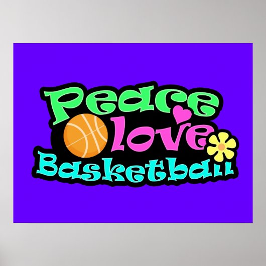 Vrede, liefde, Basketball; Retro Poster (Voorkant)